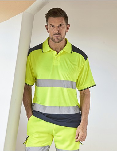 Y-HVJ220-Hi-Vis Two-Tone Polo
